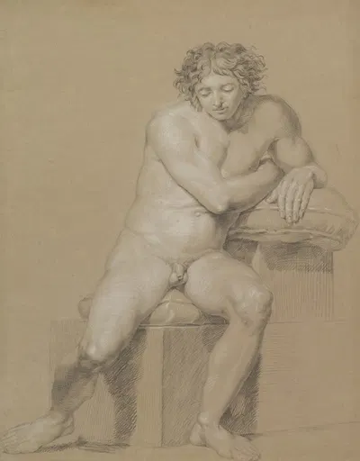 Study of a Seated Male Nude by Philipp Otto Runge — digital art print download