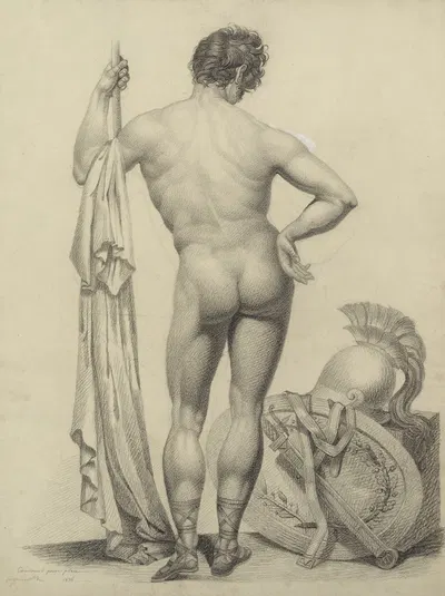 Soldier at rest, seen from behind by Pièrre Denis, 1838 — digital art print download