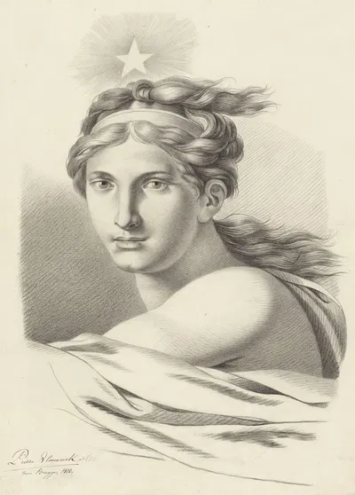 Bust of a woman with a star by Pieter-Jan de Vlamynck, 1810 — digital art print download