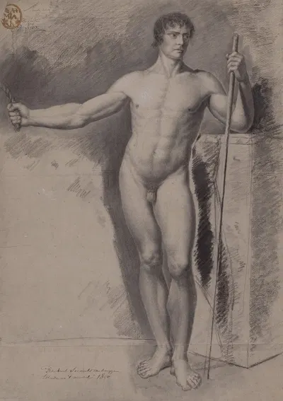 Standing male nude by Rochus Serneels, 1800 — digital art print download