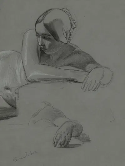 Academic nude of a reclining woman by Ксавье де Кок — digital art print download