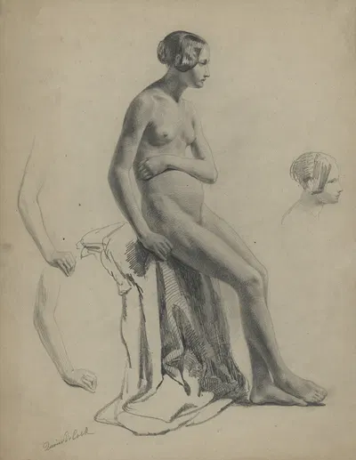 Academic nude of a seated woman by Ксавье де Кок — digital art print download