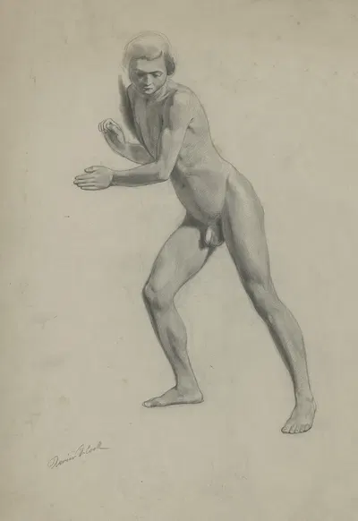 Academic nude of a standing man by Ксавье де Кок — digital art print download