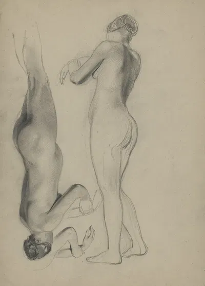Academic nude of a standing woman by Ксавье де Кок — digital art print download