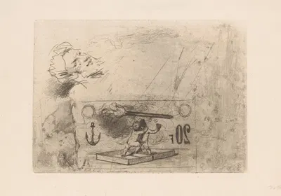 Study sheet including putti, a torch, anchor and head by Adrien de Witte — digital art print download
