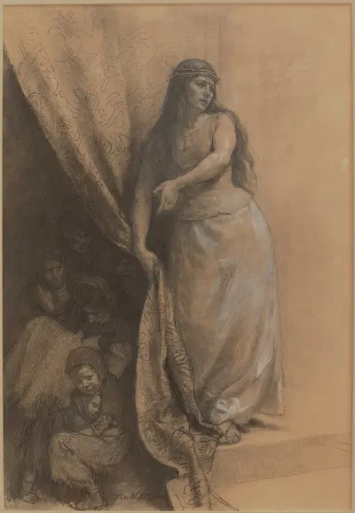 The Curtain (Le rideau) by Adrien de Witte, 1890 — digital art print download
