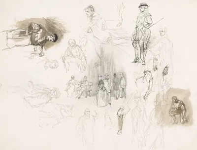 Figure studies and walkers in a park by Александр Шаепкенс — digital art print download