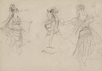 Study with Three Figures by Alfred Grévin — digital art print download