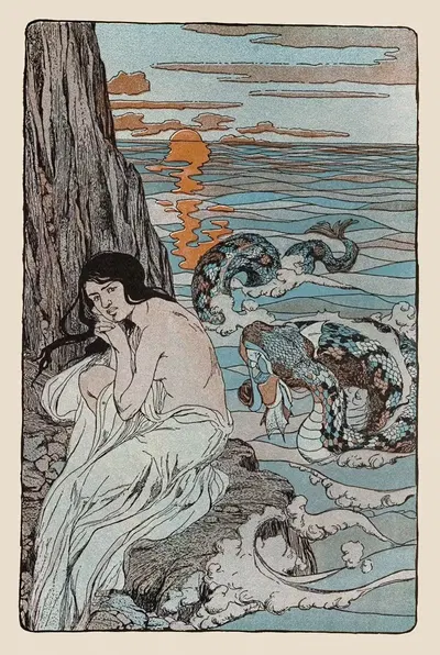 Андромеда, дрожащая на скале, ожидающая, что может произойти by Мод Хант Скуайр, 1901 — digital art print download