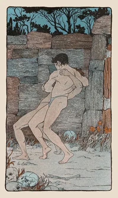 Наконец, Керкун рассердился и схватил Тесея за шею by Мод Хант Скуайр, 1901 — digital art print download