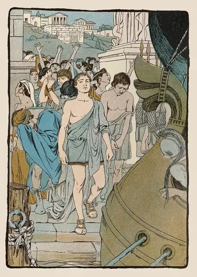 Так они спустились к кораблю с черными парусами by Мод Хант Скуайр, 1901 — digital art print download