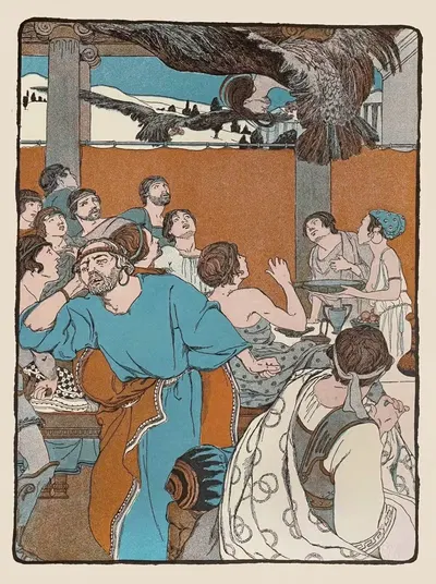 Они вырвали мясо с стола и, закричав, улетели над крышами by Мод Хант Скуайр, 1901 — digital art print download