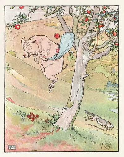 Свинья собирает яблоки by Леонард Лесли Брук, 1904 — digital art print download