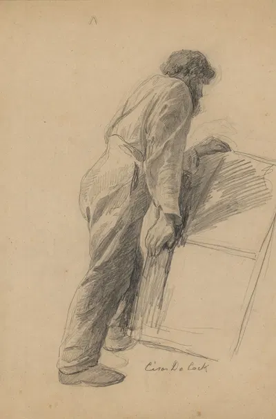 Man die een groot voorwerp verplaatst by Сезар Де Кок, 1833-1904 — digital art print download