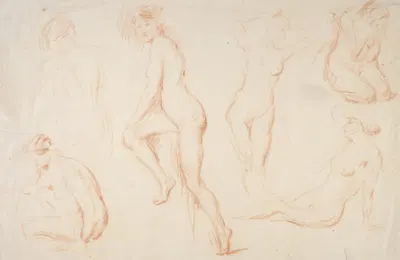 Six Studies of a Female Nude by Шарль Чаплин — digital art print download