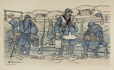 Poilus dans une tranchée by Adrien Barrère, 1916 — digital art print download