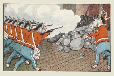 'Стой!' — резко закричал капитан. 'Огонь' by Петер Ньюэлл, 1904 — digital art print download