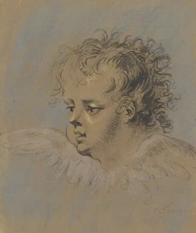 Gevleugeld engelenkopje by Корнелис Трост, 1706-1750 — digital art print download