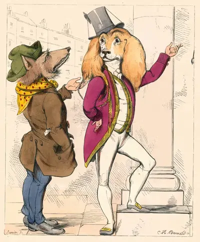 Собака и волк by Чарльз Генри Беннет, 1857 — digital art print download