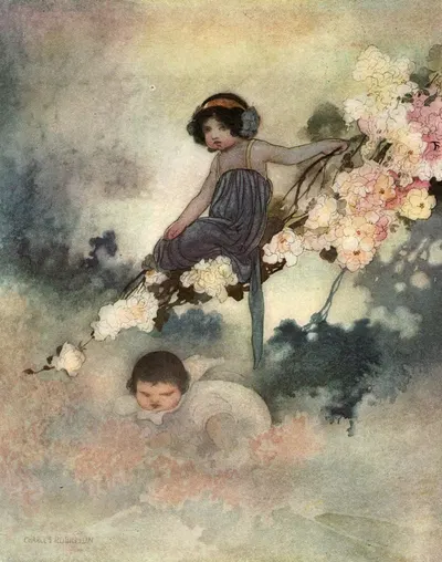 В каждом дереве он мог видеть маленького ребенка by Чарльз Робинсон, 1913 — digital art print download