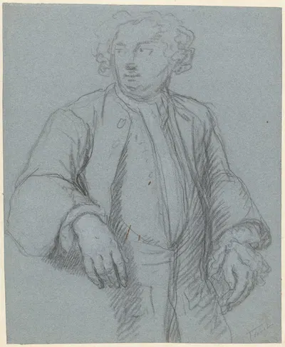 Portret van een onbekende man met lange jas, driekwart naar links by Корнелис Трост, 1706-1750 — digital art print download