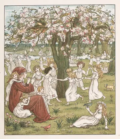 The Pied Piper of Hamelin Pl 1 by Kate Greenaway, 1910 — digital art print download