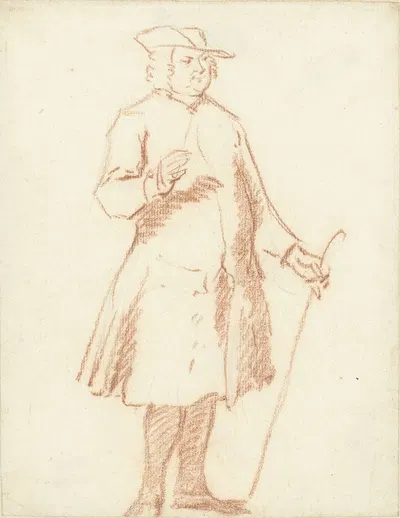 Staande man met wandelstok in de linkerhand by Корнелис Трост, 1706-1750 — digital art print download