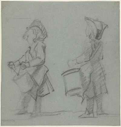 Twee studies van een trommelende jongen by Корнелис Трост, 1706-1750 — digital art print download