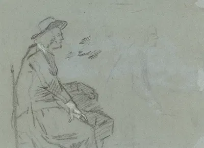 Twee studies van een zittende man, in profiel naar rechts by Корнелис Трост, 1738 — digital art print download