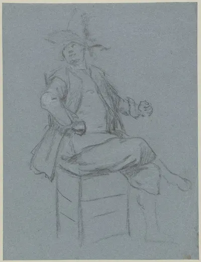 Zittende kwaker, driekwart naar links met omgewend hoofd by Корнелис Трост, 1706-1750 — digital art print download