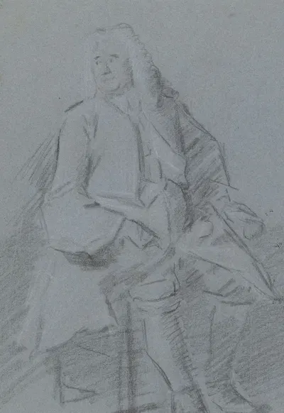 Zittende man, ten voeten uit, omziend naar links by Корнелис Трост, 1706-1750 — digital art print download