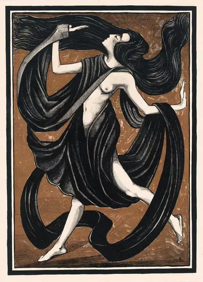 Танцовщица с драпировками by Хенк Шиллинг, 1919 — digital art print download