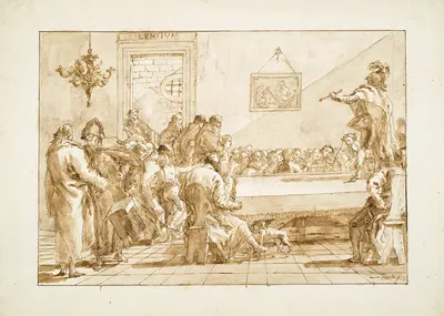 A Recital in a Monastery by Domenico Tiepolo, c. 1791 — digital art print download