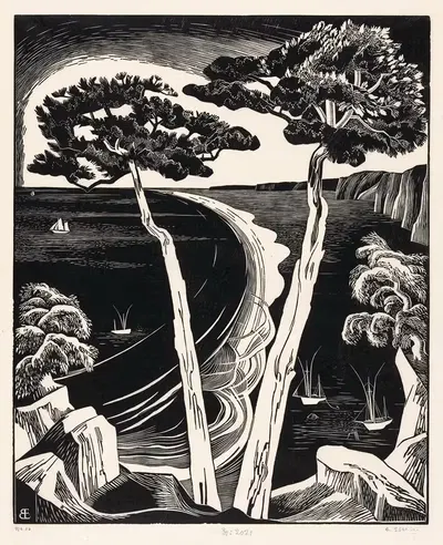 Больничные деревья (Бретонский залив при отливе) by Бернард Эссерс, 1927 — digital art print download
