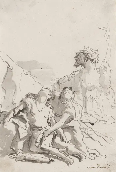 Angelica Healing the Wounds of Medoro by Domenico Tiepolo, c. 1757 — digital art print download