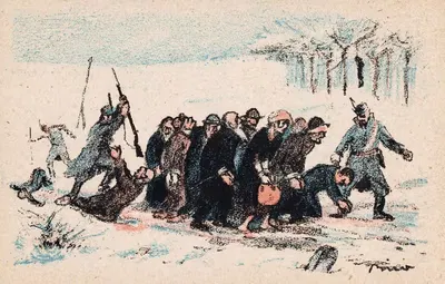 Группа людей насильственно уводится солдатами. by Михай Биро, 1920 — digital art print download