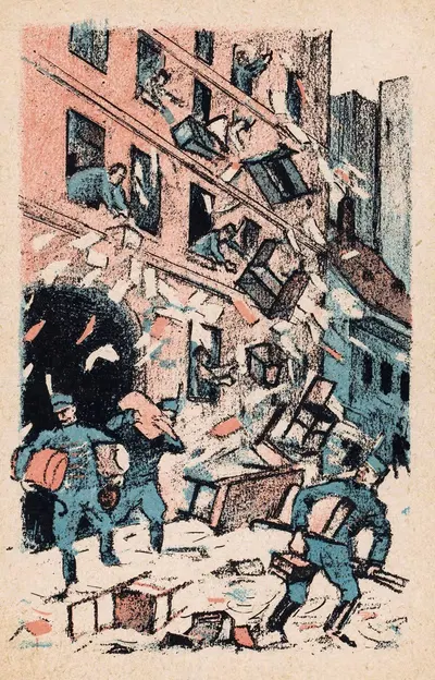 Хусраден выбрасываются солдатами на улицу by Михай Биро, 1920 — digital art print download