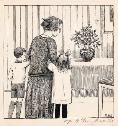 Хуиб, Зус и Мос смотрят на букет с падубом by Д. Виль, 1924 — digital art print download
