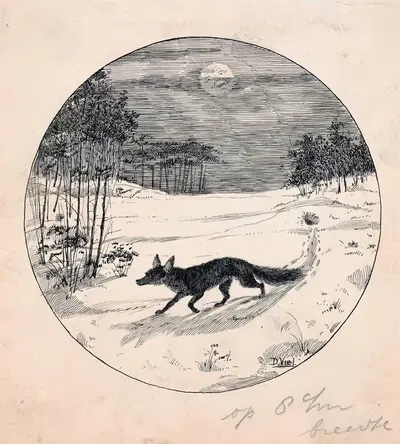 Руд-Рейнтье лиса крадется по вереску by Д. Виль, 1924 — digital art print download