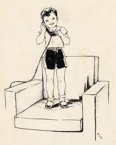 Телефонящий мальчик by Миеп де Фейтер, 1928 — digital art print download