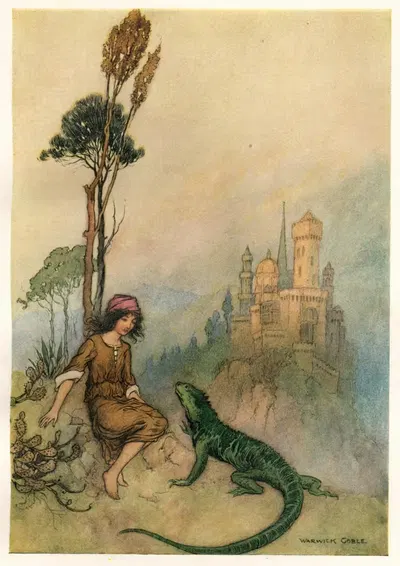 Ящерица, показывающая козлиное лицо дворца by Уорик Гобл, 1911 — digital art print download