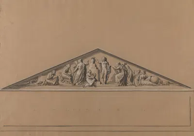 Fronton met figuren uit de klassieke oudheid 1820 by Южен Жозеф Вербокховен, 1820 — digital art print download