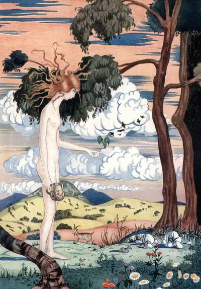 He saw Caitilin Ni Murrachu walking a little way in front with a small vessel in her hand by Thomas Mackenzie, 1926 —…