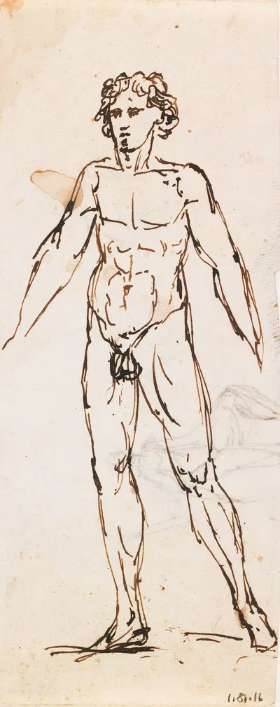Standing Nude Male by Filippo Pelagio Palagi — digital art print download