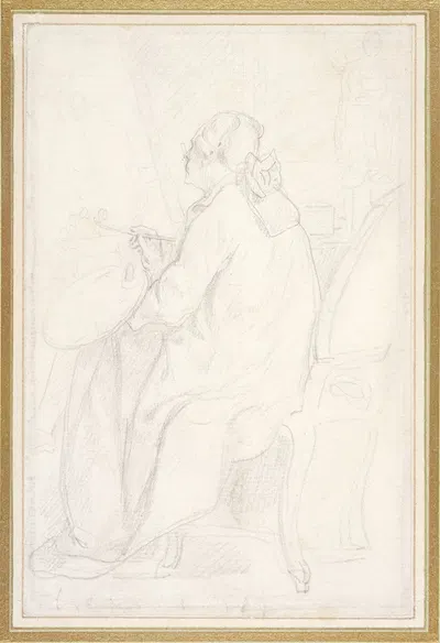 Augustin de Saint-Aubin Seated before an Easel in his Studio by Габриэль де Сент-Обен, c. 1775 — digital art print download