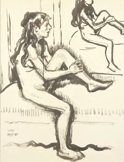 Seated Young Woman, Reflected in Mirror by Georges Lemmen, 1895 — digital art print download