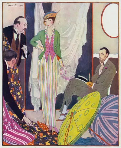 Shopping – the last quarter of the honeymoon by Ludwik Strimpl, 1914 — digital art print download