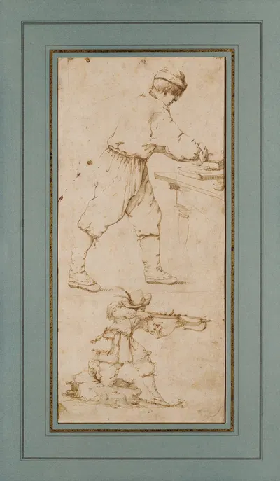 Figure Studies; A Painter's Apprentice and Crossbowman by Giovanni Battista Spinelli — digital art print download