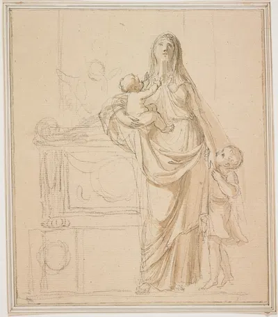 Design for a Funerary Monument with Caritas by Джованни Баттиста Чиприани — digital art print download