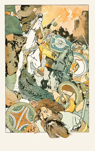 Тогда началась ужасная битва by Джордж Хэнд Райт, 1901 — digital art print download